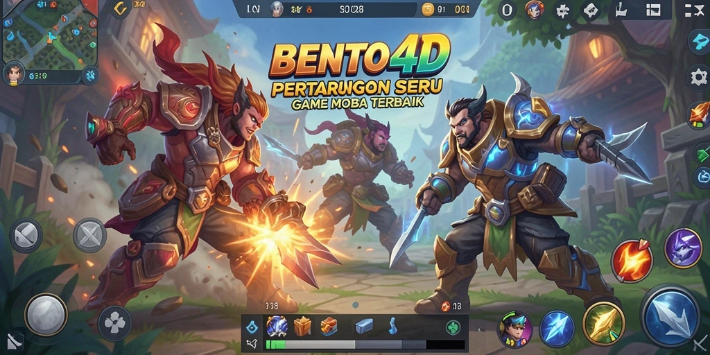 Tangkapan layar gameplay BENTO4D dengan pertarungan menarik antara karakter.
