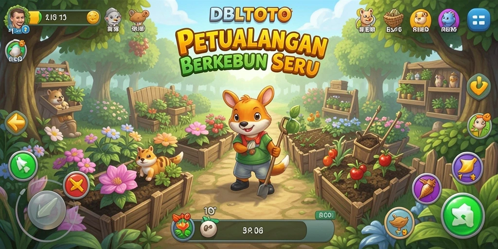Tampilan permainan DBLTOTO dengan beragam tanaman dan kebun yang indah.