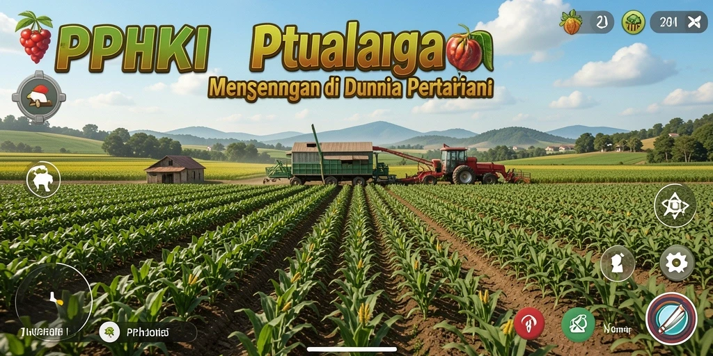 Tampilan gameplay PPHOKI yang menampilkan aktivitas bertani seru.