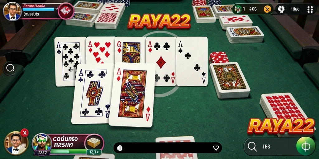 Tampilan gameplay seru dari game Domino RAYA22.